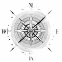 half clock half compass air plane  tattoo design idea