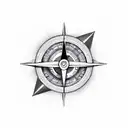 half clock half compass air plane  tattoo design idea