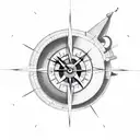 half clock half compass air plane  tattoo design idea