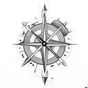half clock half compass. make a propeller the hand/dial tattoo design idea