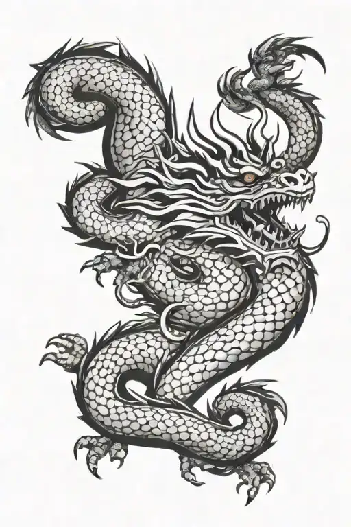 japenese dragon wrapped tattoo design idea