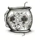 There is a broken vase lying on the floor tattoo design idea