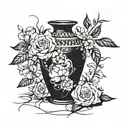 There is a broken vase lying on the floor tattoo design idea