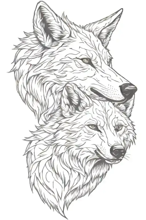 wolf and deer head tattoo design idea