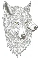 wolf and deer head tattoo design idea