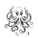 octopus mermaid  tattoo design idea