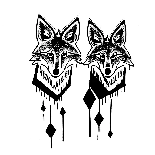 Two coyotes tattoo design idea