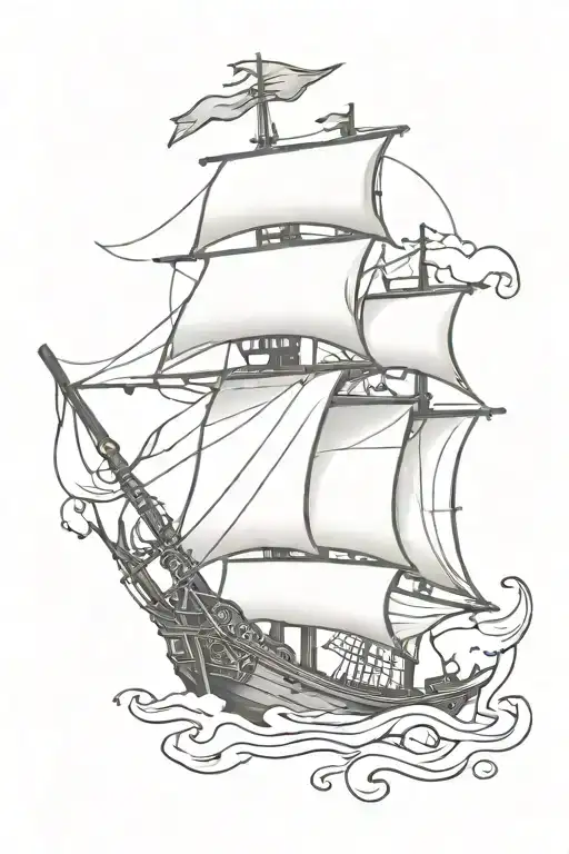 ghost pirate smoke surrounding tattoo design idea