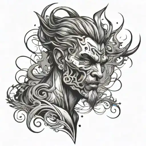 very motivating, hustle, aggresive, very powerfull, energetic, masculinity tattoo design idea
