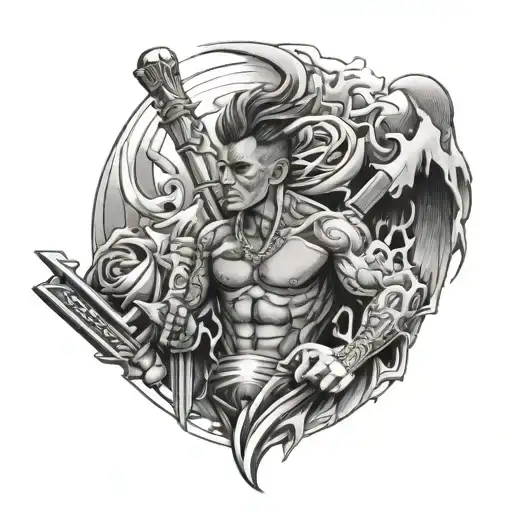 very motivating, hustle, aggresive, very powerfull, energetic,  tattoo design idea