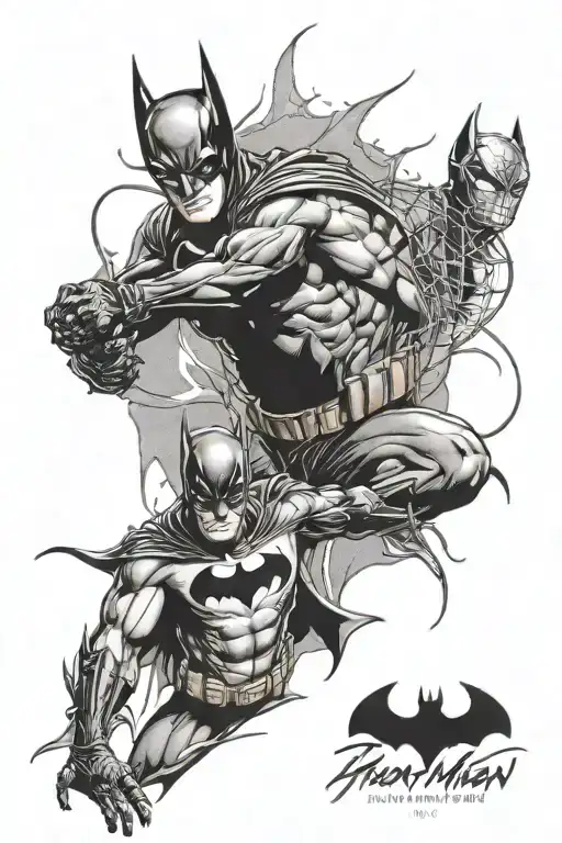 batman and Spiderman logo tattoo design idea