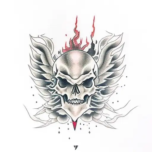 ace of spade on skeleton clouds yellow lightening tattoo design idea