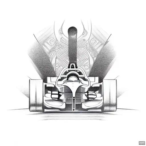 A car racing through a tunnel made of ADHD symbols and patterns tattoo design idea