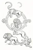 An intricate sleeve tattoo depicting various Greek mythological creatures like the Chimera, Cerberus, and Medusa tattoo design idea