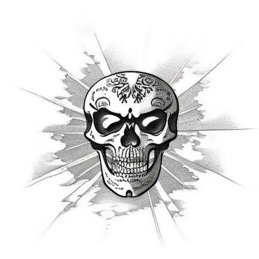 skeleton holding a strawberry  tattoo design idea