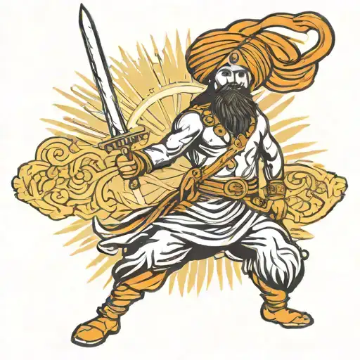Sikh warrior with sword  tattoo design idea