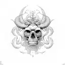 Mermainaked breast lionsskull Capricornskull  tattoo design idea