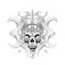Mermainaked breast lionsskull Capricornskull  tattoo design idea