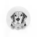 a beagle wearing a kimono  tattoo design idea