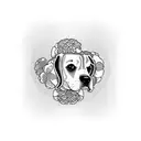 a beagle wearing a kimono  tattoo design idea