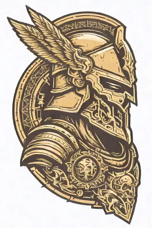 Delta Force Logo backgrounded , Ares With Spartan Warrior Helmet lowkey highcontrast , minimalist logo vector shield tattoo design idea