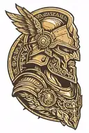 Delta Force Logo backgrounded , Ares With Spartan Warrior Helmet lowkey highcontrast , minimalist logo vector shield tattoo design idea