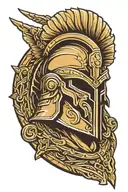 Delta Force Logo backgrounded , Ares With Spartan Warrior Helmet lowkey highcontrast , minimalist logo vector shield tattoo design idea