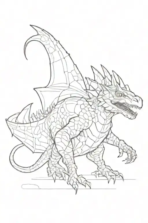space dragon karper dino math tattoo design idea