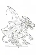 space dragon karper dino math tattoo design idea