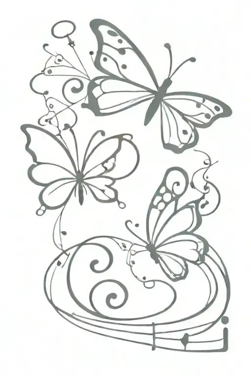 music notes in semicolon butterfly tattoo design idea
