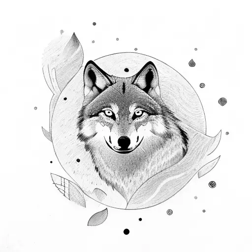 alfa wolf in the wood so sad beacuse his love left him tattoo design idea
