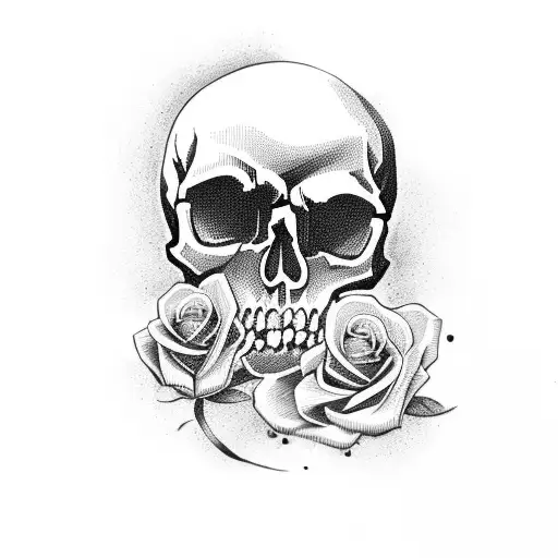 Skull with rose inside EDINA name tattoo design idea