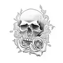 Skull with rose inside EDINA name tattoo design idea