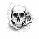 Skull with rose inside EDINA name tattoo design idea