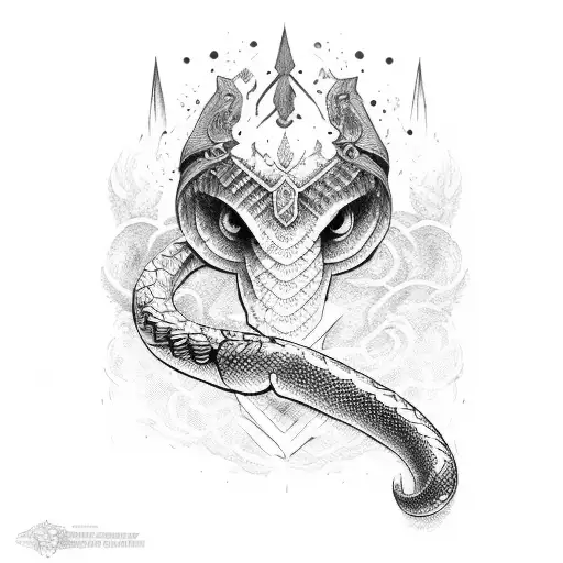 sword standing straight, snake wrapped on sword, wild flower tattoo design idea