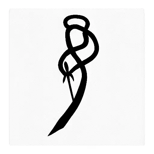 sword standing straight, snake wrapped on sword, wild flower tattoo design idea