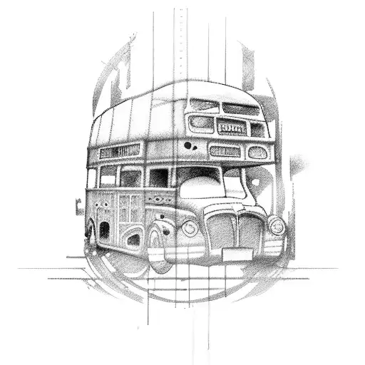 Big Ben,red double-decker bus, stone buddha, bike, T tattoo design idea