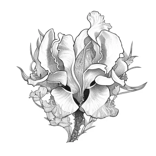holly rose iris tattoo design idea