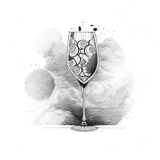 wine glass tattoo design idea