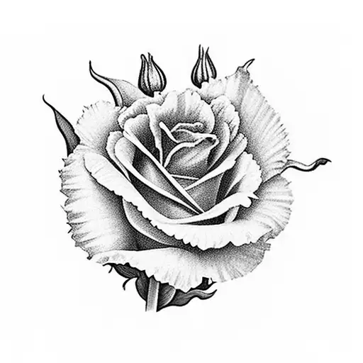 ramo de flores con una rosa, un tulipán, un girasol y una margarita  tattoo design idea