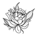 ramo de flores con una rosa, un tulipán, un girasol y una margarita  tattoo design idea