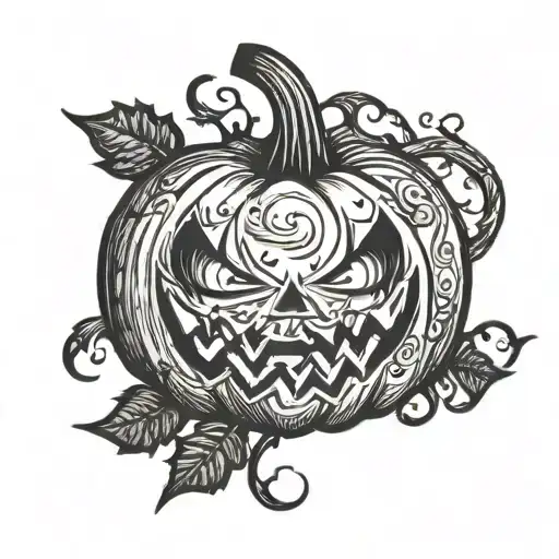 Halloween, pumpkin, horror tattoo design idea