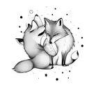 The fox hugging the little prince who is holding the rose  tattoo design idea