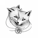 The fox hugging the little prince who is holding the rose  tattoo design idea