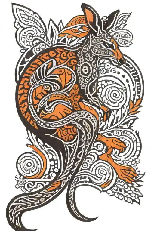 kangaroo aboriginal design tattoo design idea