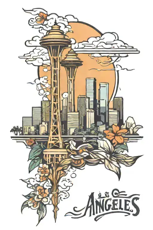 Los Angeles skyline tattoo design idea