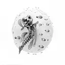 goby fish and goby fish skeleton swimming in a circle tattoo design idea