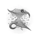 goby fish and goby fish skeleton swimming in a circle tattoo design idea