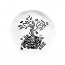 A coffee bean sprouting into a money tree tattoo design idea