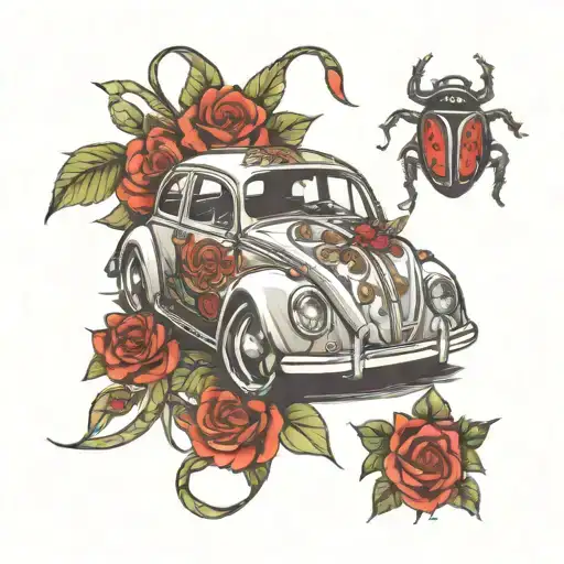 Volkswagen Beetle car tattoo design idea